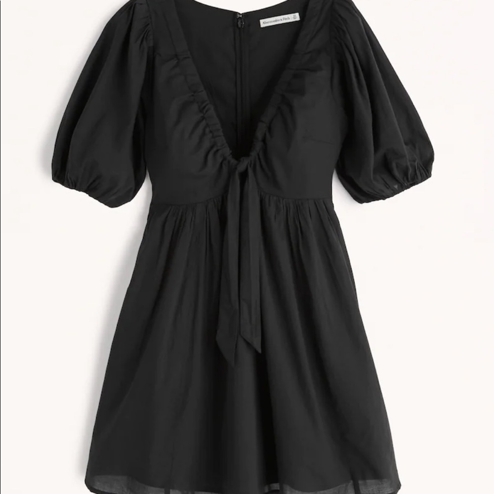 Abercrombie & fitch Cinch-Front Cotton Texture Mini Dress size small in black
